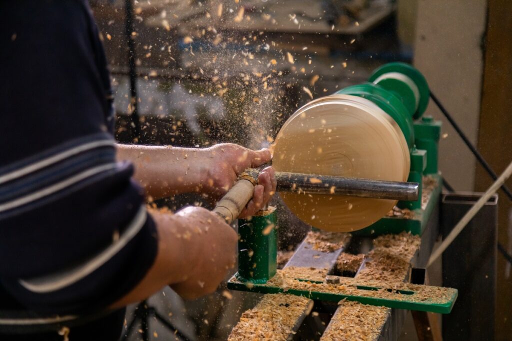 working with wood lathe